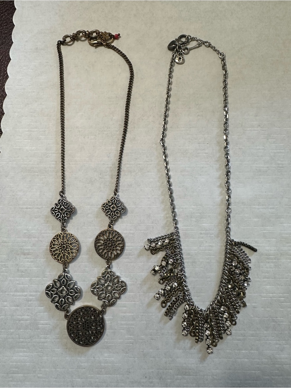 Silver-Tone Statement Necklace - Intricate Medallion Design
